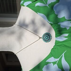 Turquoise and Sterling Silver Pendant Necklace